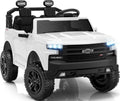 First Ride On 24V 2 Seater Ride on Car for Kids  Licensed Chevrolet Silverado Electric Car for Kids with Remote Control  Toddler Car with Bluetooth  LED Lights  Seat Belts and Spacious Design (White)