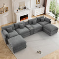 145" Cloud Couch Oversized U Shaped Grey Sectional Couches for Living Room, Big Soft Comfy Fluffy Chenille Couch Sectionals, Modular Sectional Sofa with Ottoman & Central Console