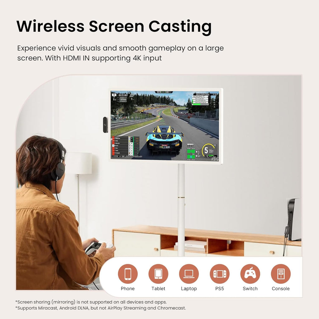 ApoloSign 32'' UHD 4K Smart Portable TV 2nd Gen  16(8+8) GB RAM+256GB  Android 16  EDLA-Certified  Portable Touch Screen Monitor  Built-in 15000mAh Battery  Full Swivel Rotation  Voice Remote Control