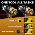 Impact Wrench for DeWalt Battery, 1697Ft-Lbs (2300N.m) Impact Driver, 1/2" Impact Gun 5-Speed High Torque Power Tool for Tire Removal, Rusted Bolts, Heavy Equipment(No Battery)