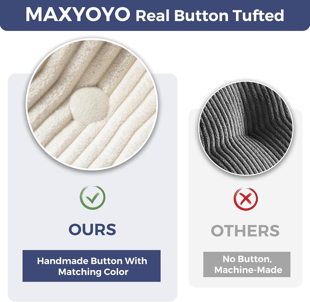 MAXYOYO 8" Futon Mattress Full Size, Ultra Thick Futons Sofa Couch Tufted Sleeper Sofa MAt, Floor Mattress for Adults, Shredded Foam Filling (Frame Not Included), Beige