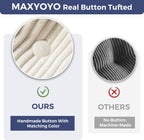 MAXYOYO 8" Futon Mattress Full Size, Ultra Thick Futons Sofa Couch Tufted Sleeper Sofa MAt, Floor Mattress for Adults, Shredded Foam Filling (Frame Not Included), Beige