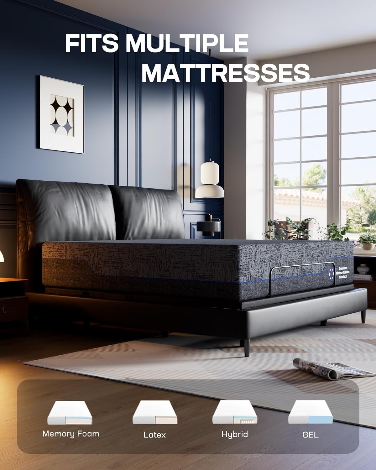 Marsail NS1 Split King Adjustable Bed Base with Massage- Smart Dual Motor Bed Frame with Wireless Remote, 3-Min Assembly, 4 USB Ports, Zero Gravity & Anti-Snore Mode