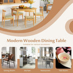 Giantex Dining Table for 4, 48" Rectangular Kitchen Table with Solid Rubber Wood Legs & Spacious Tabletop, Wooden Dinner Table for Living Dining Room, Dinette (Natural)