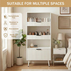 Foxemart White File Storage Cabinet & 4-Tier Multifunctional Storage, 51.1”Tall Storage Cabinet, Narrow Storage Cabinet for Home Office, Bathroom, Kitchen, Pantry, Living Room, Bedroom