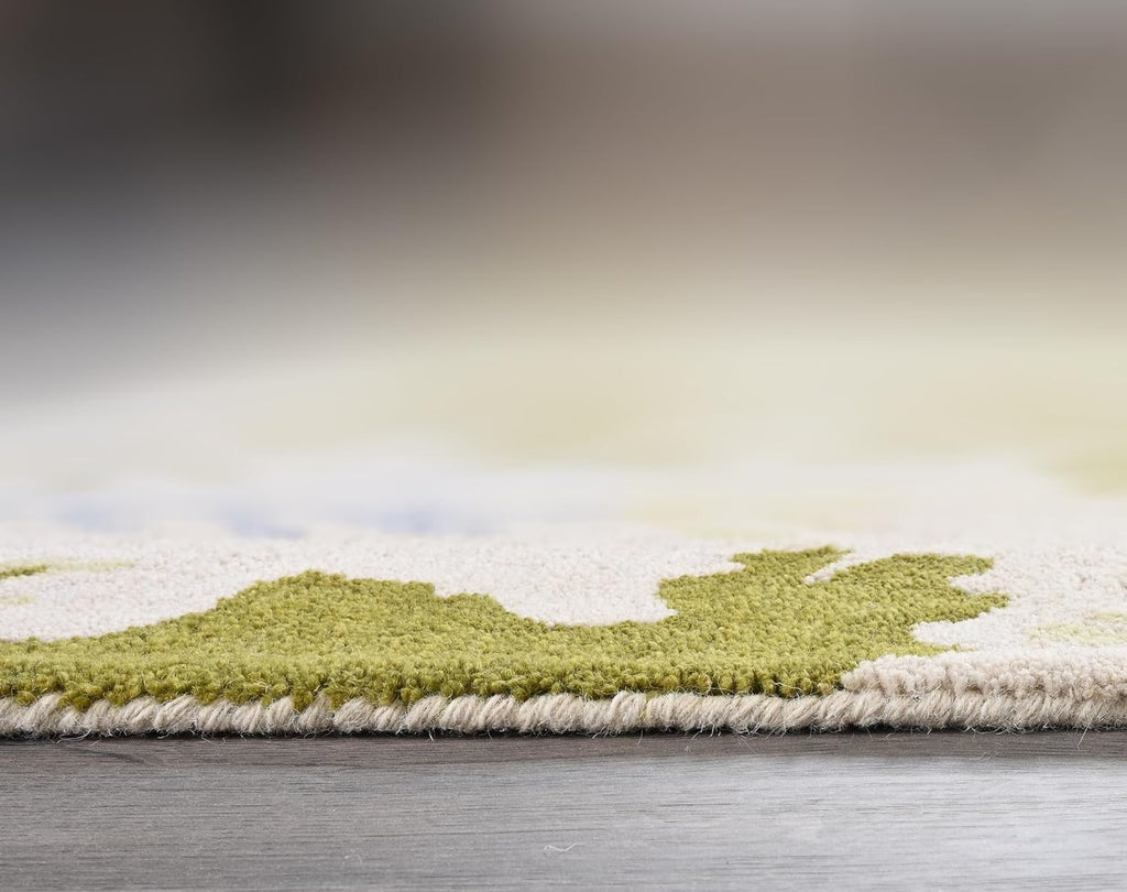 Handmade Oushak Wool Area Rug | Floral and Botanical Patterns in Soft Blue and Green | Luxurious Thick Pile for Living Room, Bedroom & Dining Room Decor (Blue & Green, 8' x 10')