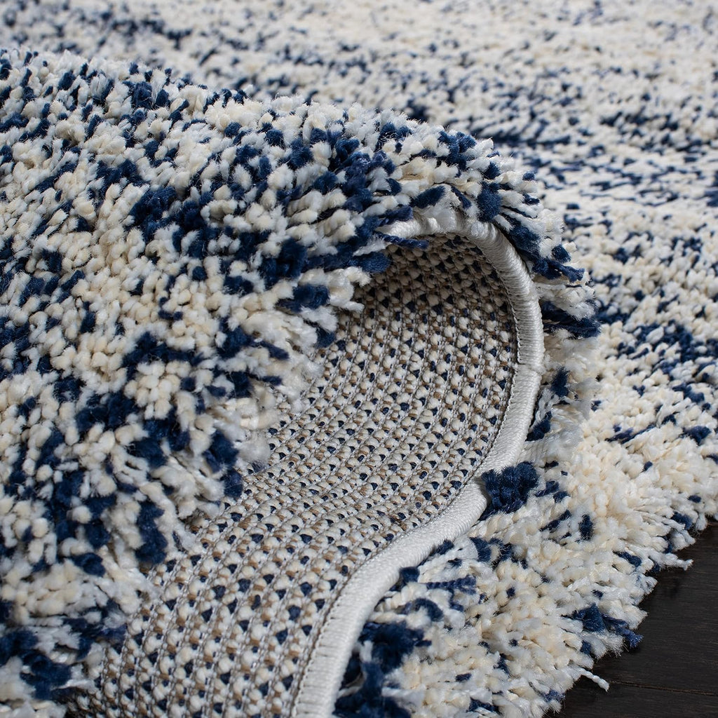SAFAVIEH Hudson Shag Collection Area Rug - 9' x 12', Ivory & Navy, Modern Abstract Design, Non-Shedding & Easy Care, 2-inch Thick Ideal for High Traffic Areas in Living Room, Bedroom (SGH295A)