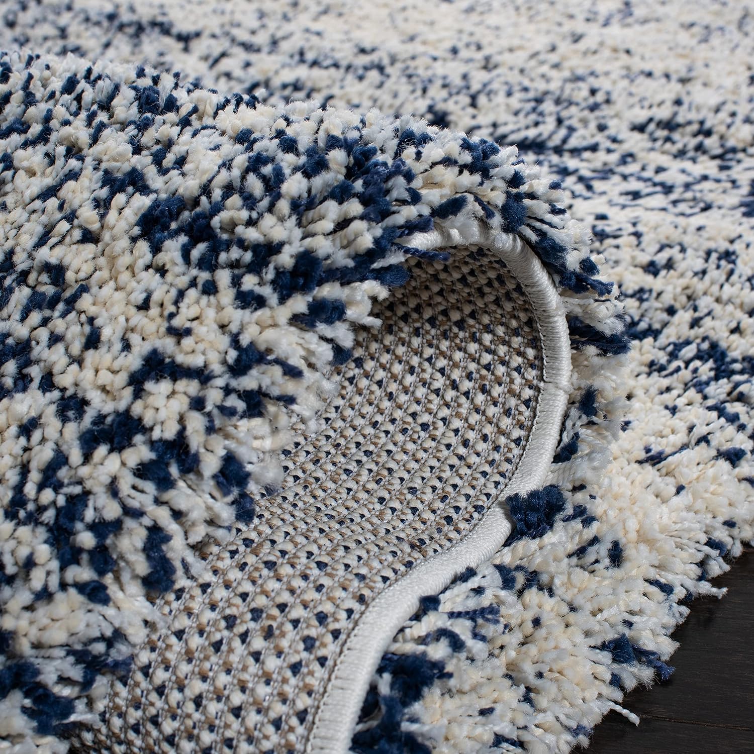 SAFAVIEH Hudson Shag Collection Area Rug - 9' x 12', Ivory & Navy, Modern Abstract Design, Non-Shedding & Easy Care, 2-inch Thick Ideal for High Traffic Areas in Living Room, Bedroom (SGH295A)