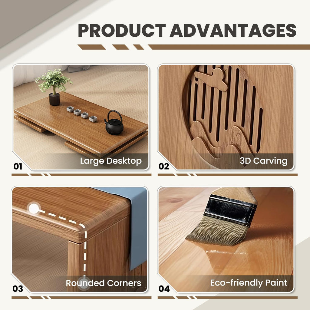 Folding Floor Coffee Table, Japanese Bamboo Foldable Tables, Portable Living Room Low Desk, Versatile Tatami Meditation Tea Table for Dining Room, Wooden Table Desk for Home, Office (100X37CM)