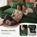 CDCASA 154" Modular Sectional Sofa, Comfy U-Shaped Cloud Couch with 3 Movable Ottomans, Oversized 7-Seater Chenille Deep Seat Sofa Couch for Living Room, DIY Combination, Green