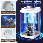 Auertech 14 lbs Portable Washing Machine, Fully Automatic Portable Washer with Glass Lid, 10 Wash Cycles, Compact Capacity Washer and Spin Dryer Combo with Drain Pump for Apartment, Dorm, RV