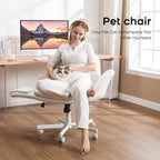 amseatec Criss Cross Chair with Armrests & Wheels, PU Leather Vanity Chair, Comfortable Adjustable Swivel Computer Office Desk Chairs for Home, Make Up, Bed Room (White)