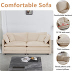 mikibama Luxury Loveseat Sofa Couch, 76" Modern Chenille Deep 2-Seater Cloud Couch with 2 Armrest Pillows and 2 Toss Pillows, Love Seat for Living Room Bedroom Office Apartment, Light Coffee
