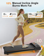 Walking Pad for Home, 10% Incline, Under Desk Treadmill, 0.5-4.0 MPH Speed, 300 LBS Weight Capacity, Bluetooth APP Control, Portable Under Desk Treadmill with Remote Control