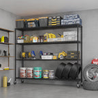 VINGLI 4 Tier Metal Storage Shelves 65''H Wire Shelving with Wheels for Storage Adjustable Heavy Duty Garage Shelving Storage Racks for Pantry Shelves Kitchen Office Garage, 65''H X63''W X23''D