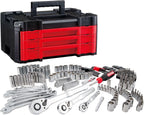CRAFTSMAN 230 Pcs Mechanics Tool Set, Socket Wrench Set, Car Tool Kit with VERSASTACK Toolbox, SAE and Metric,1/4 in, 3/8 in, and 1/2 Drive, Short and Long Arm Hex Keys (CMMT45306)