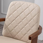 Counter Stools Set of 2, Upholstered Faux Leather Counter Height Bar Stools, Swivel Counter Chairs with Wooden Arms and Legs(Beige, 26" Seat Height)