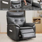 CANMOV Genuine Leather Recliner Chair,Power Recliner Chair for Adults,Electric Single Reclining Sofa with Overstuffed Armrest and Backrest for Living Room,Dark Grey
