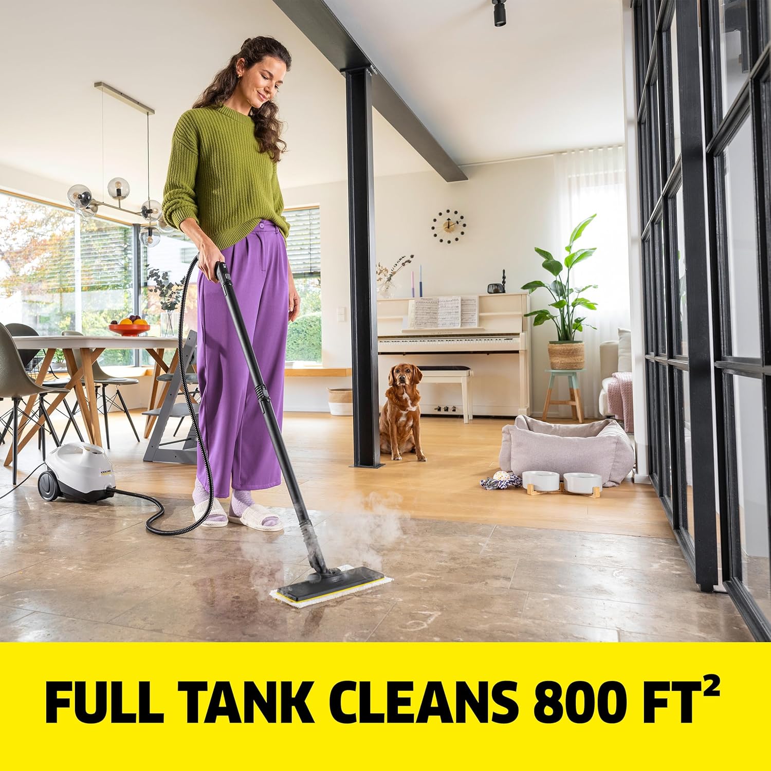 Kärcher Steam Cleaner, Multi Purpose, Power Steamer, Chemical-Free, 40 Sec Heat-Up, for Grout, Tile, Hard Floors, Appliances & More - SC 3 Easy Fix