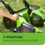 Greenworks 80V 21” Brushless (Self-Propelled) Cordless Electric Lawn Mower + (580 CFM) Axial Leaf Blower (75+ Compatible Tools)  4.0Ah Battery and 60 Minute Rapid Charger  Green and Black