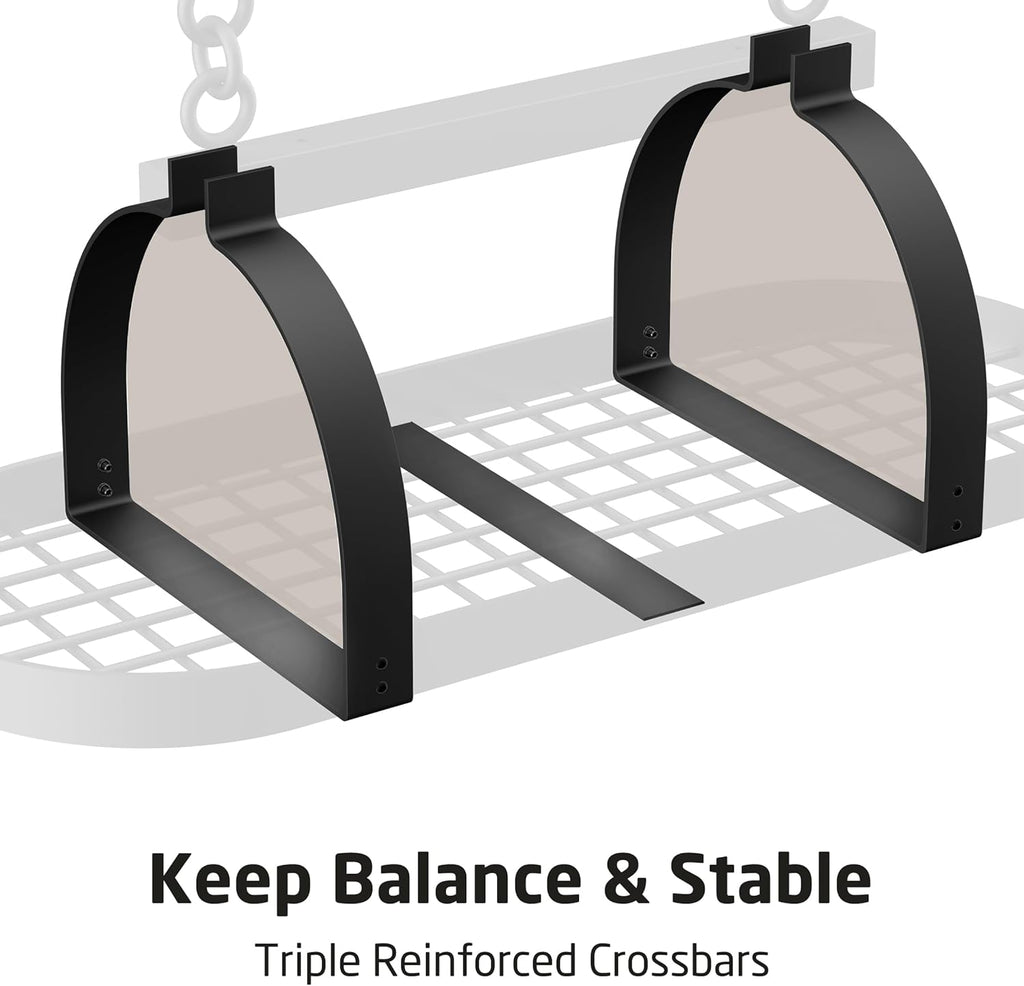 KES 48 Inch Large Hanging Pot Rack, Heavy Duty Oval Pot and Pan Hanging Rack Ceiling Mount, Pot Pan Hangers for Kitchen with 20 Hooks, Matte Black, (For 16" and 24" Joist Mount), KUR225S122-BK