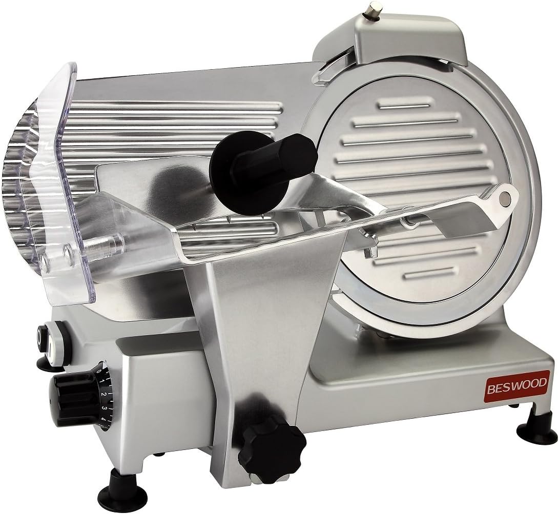 BESWOOD 10" Electric Deli Meat Slicer, Cheese Food Slicer with Premium Chromium-plated Steel Blade, for Commercial and for Home Use 240W, BESWOOD250