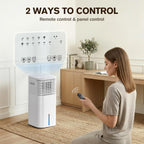 24" Windowless Portable Air Conditioner, 15H Timer & 120°Oscillation, 3-IN-1 Portable AC Unit with Remote, 2-Gal Tank, 3 Modes & 3 Speeds, Ultra-Quiet Ventless Swamp Cooler for Home Office, White