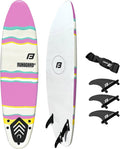 6’ FUNBOARD Surfboard Softboard Foam - Include (3) Fins 6’ Foot Leash and (2) Wood Stringers - Kids and Adults Beginner Intermediate