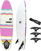 6’ FUNBOARD Surfboard Softboard Foam - Include (3) Fins 6’ Foot Leash and (2) Wood Stringers - Kids and Adults Beginner Intermediate