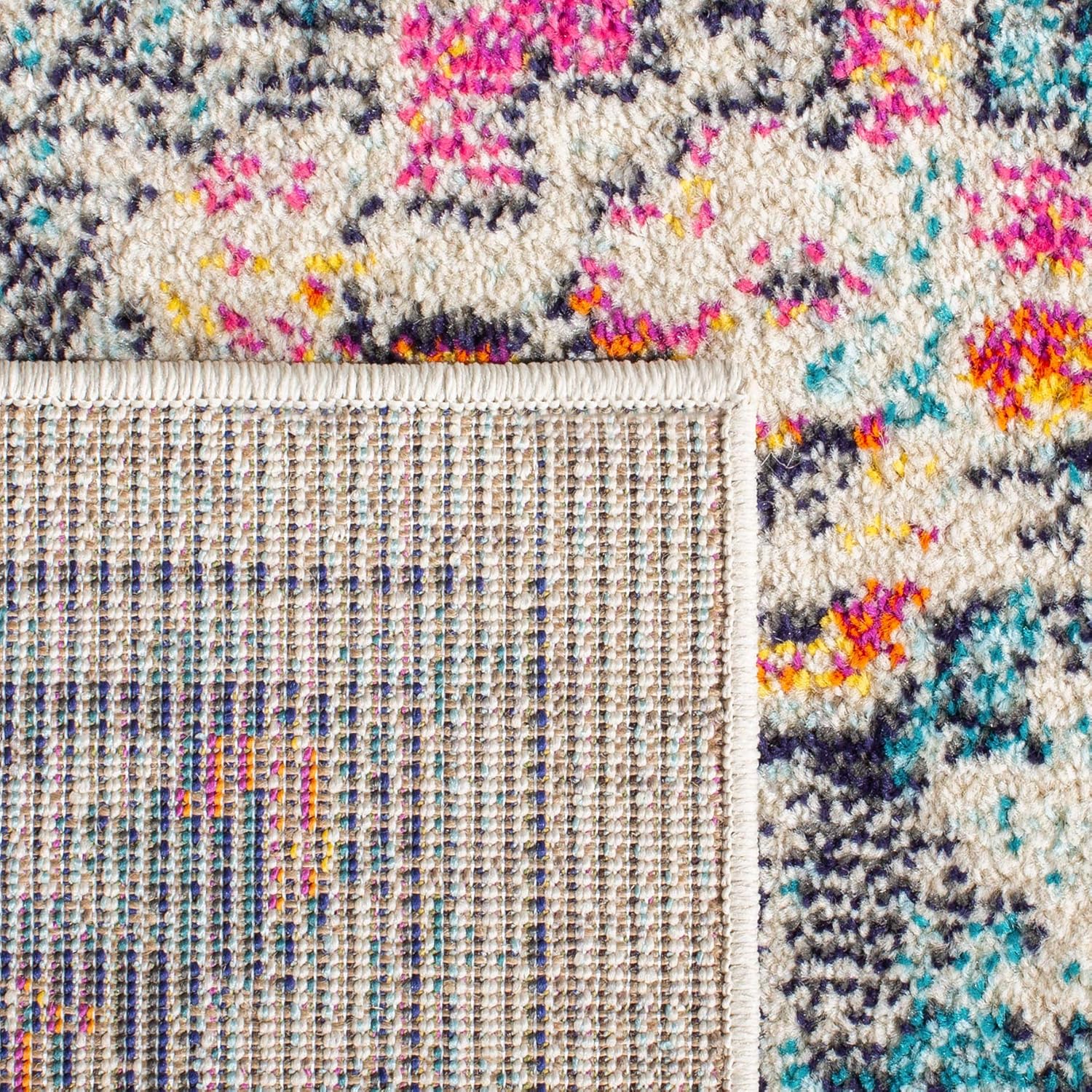 SAFAVIEH Area Rug 9x12 - Madison Collection - Large - Cream & Blue, Boho Chic Distressed Medallion Design, Non-Shedding & Easy to Clean, Ideal for Living Room, Bedroom, Dining Space (MAD473B)