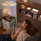 EnHomee King Size Bed Frame with 4 Storage Drawers, King Bed Frame and Headboard with LED Lights & Charging Ports,No Box Spring Needed,NO Noise,Wooden,Brown