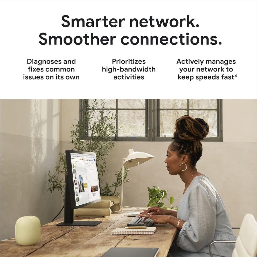 Google Nest WiFi Pro - Wi-Fi 6E - Reliable Home Wi-Fi System with Fast Speed and Whole Home Coverage - Mesh Router - Non-Retail Packaging - 3 Pack - Snow