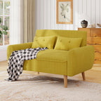 JAMFLY 47'' Small Loveseat Sofa, 2 Seat Compact Couch with Tapered Legs, Yellow Upholstered Furniture, Solid Wood Frame, Comfy Foam Cushion, Easy Assembly for Small Spaces