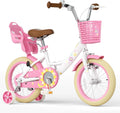 Glaf Toddler Girls Bike for Age 2-9 Years Old 12 14 16 Inch Girls Bike with Training Wheels and Doll Seat Kids Bike Bicycle with Basket Adjustable Seat