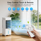 Portable Air Conditioners, 3-IN-1 Evaporative Air Cooler,Cooling Fans that Blow Cold Air with 60° Oscillation,9H Timer,3 Modes & 12 Speeds, 8 Ice Packs, Windowless Portable AC for Room,Bedroom,Office