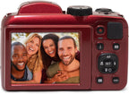 Kodak PIXPRO AZ255-RD 16MP Digital Camera 25X Optical Zoom 24mm Wide Angle Lens Optical Image Stabilization 1080P Full HD Video 3" LCD Vlogging Camera (Red)