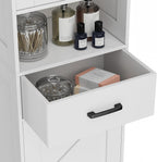 Homhedy 67" H Tall Bathroom Storage Cabinet with 2 Barn Doors and 1 Drawer, Narrow Storage Unit, Adjustable Shelves, Floor Cabinet for Bathroom, Living Room, Entryway, Kitchen, White, (15.7" W)