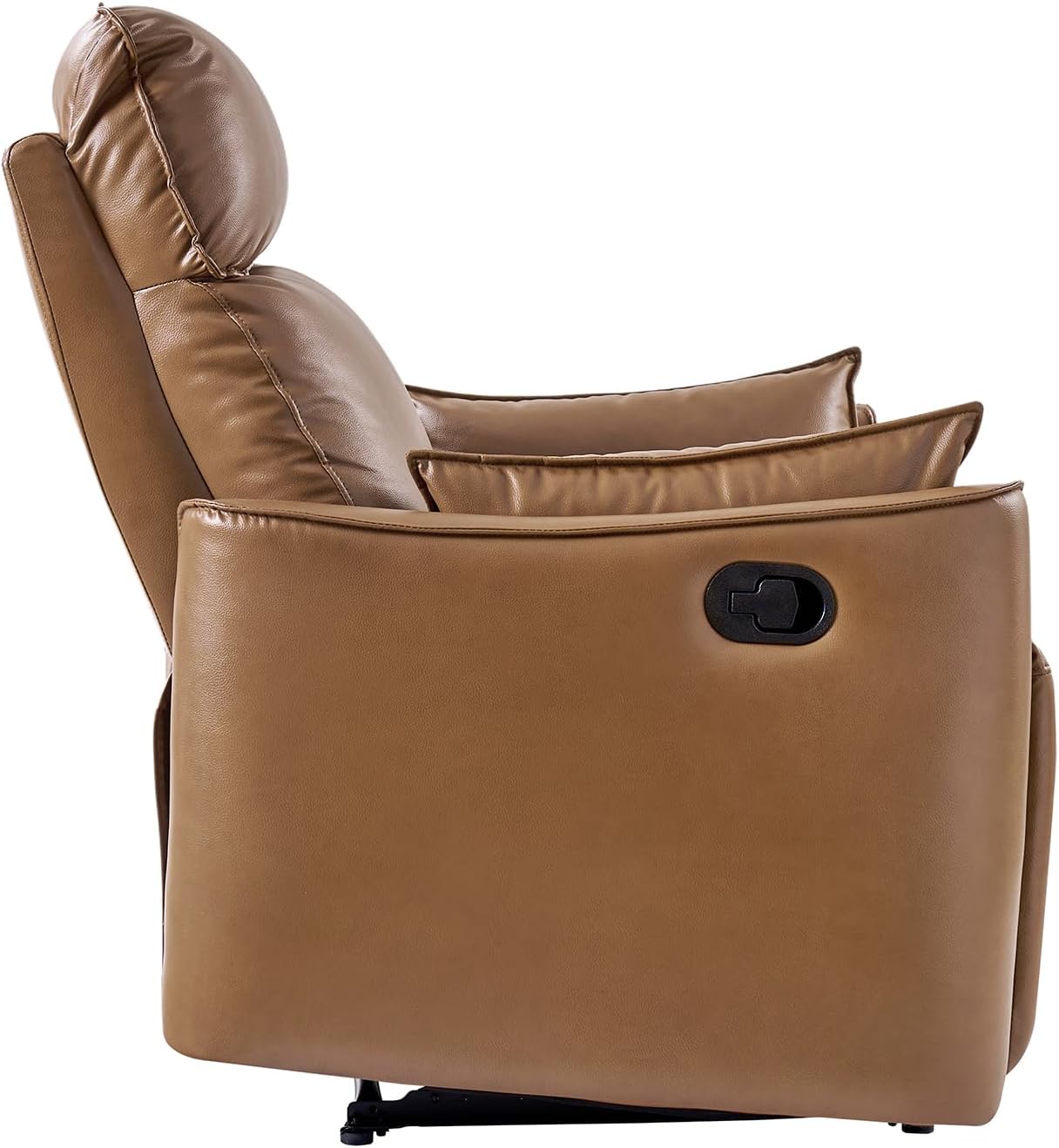 HULALA HOME Faux Leather Oversized Recliner Chair, Manual Pushback Recliner with Extra Wide Seat and Thick Padded Backrest for Living Room, Camel