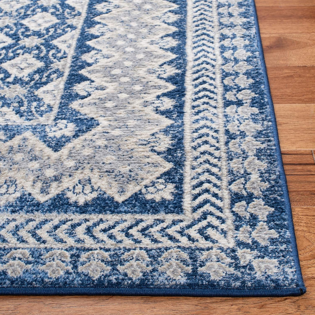 SAFAVIEH Brentwood Collection Area Rug - 9' x 12', Navy & Beige, Traditional Oriental Distressed Design, Non-Shedding & Easy Care, Ideal for High Traffic Areas in Living Room, Bedroom (BNT899N)