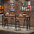CHOEZON 70.9'' Bar Table, Kitchen Dining Table with Power Outlet and Footrest, Industrial Style, for Pub, Living Room, Rustic Brown and Black TBT08UBF