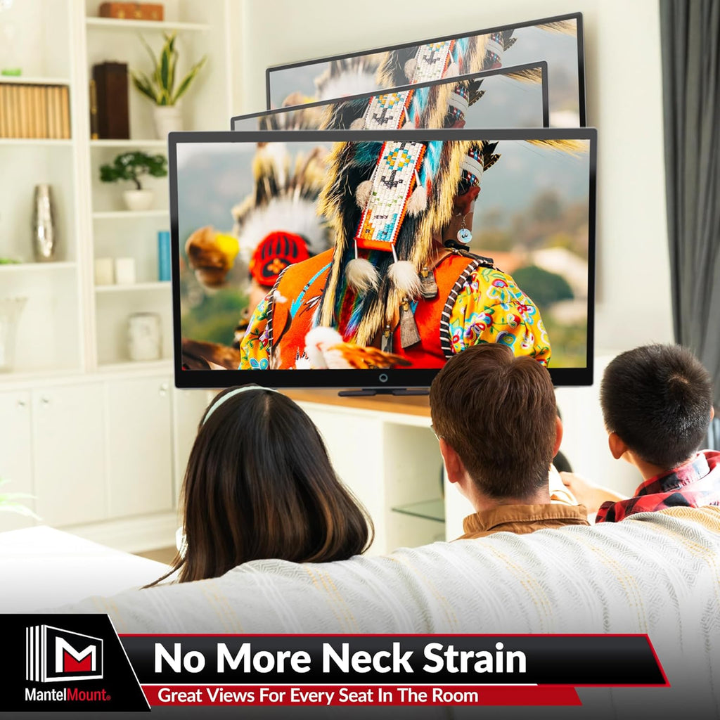 MantelMount MM540 - Above Fireplace Pull Down TV Mount for 44" to 80" Screen TVs to 90 lbs  with Patented auto-straightening  Adjustable Stops  Heat Sensor Handles & Paintable Covers