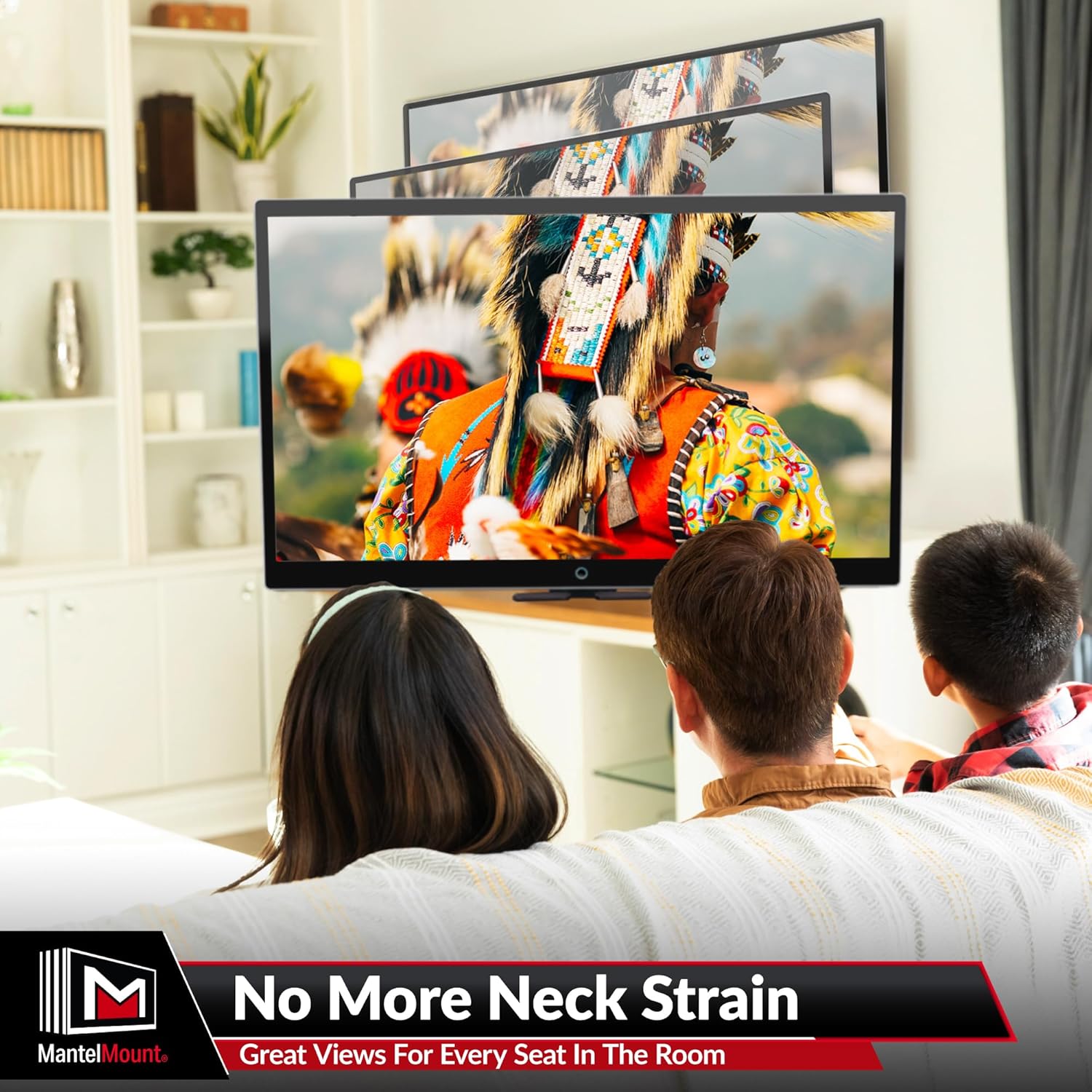 MantelMount MM540 - Above Fireplace Pull Down TV Mount for 44" to 80" Screen TVs to 90 lbs  with Patented auto-straightening  Adjustable Stops  Heat Sensor Handles & Paintable Covers