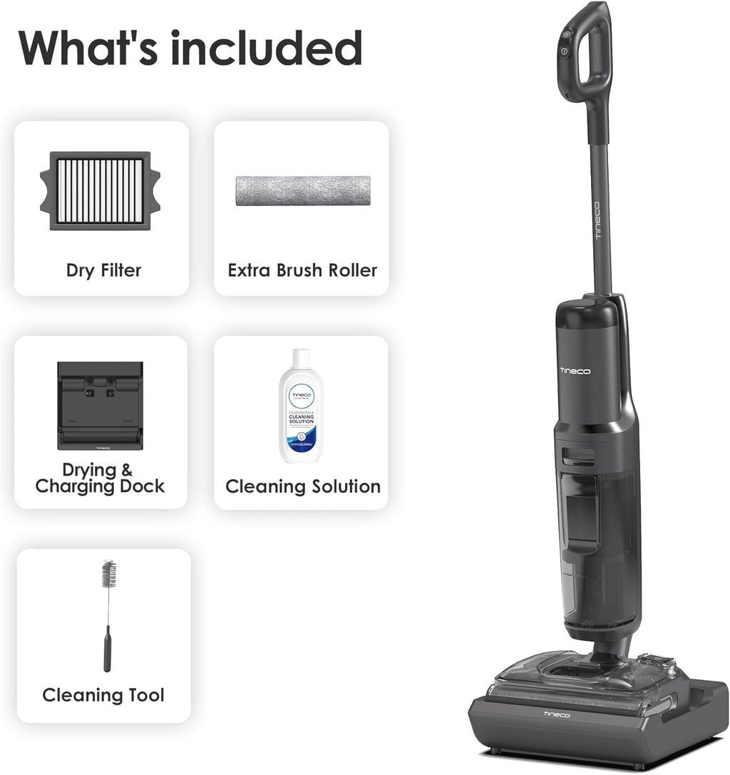 Tineco Floor ONE S7 Stretch Ultra Cordless Wet Dry Vacuum Cleaner, 180°Lay-Flat Anti-Tangle Design, 50 Minutes Runtime, 185℉ Flashdry Self-Cleaning, Dual-Sided Edge Cleaning Floor Cleaner