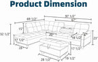 97.5" L Shaped Couch Set, Modular Sectional Couches for Living Room with Storage Ottoman, 4 Seat Home Sofa Living Room Furniture Sets with Chaise for Apartment Office (Leather, Black)