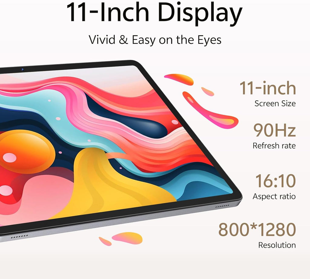 Android 16 Tablet with Keyboard, 11 Inch Tablet with Octa-Core & Gemini AI, 20GB RAM+128GB ROM (1TB Expandable), 13MP+8MP Dual Camera, 8800mAh, Wi-Fi 6, Widevine L1, 2-in-1 with Mouse & Stylus (Gray)