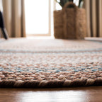 SAFAVIEH Washable Rug Outdoor Braided Collection - 8' x 10' Oval, Brown & Multi, Handmade & Reversible, Non-Shedding & Easy to Clean, Ideal for Patio, Backyard, Mudroom (BRD313A)