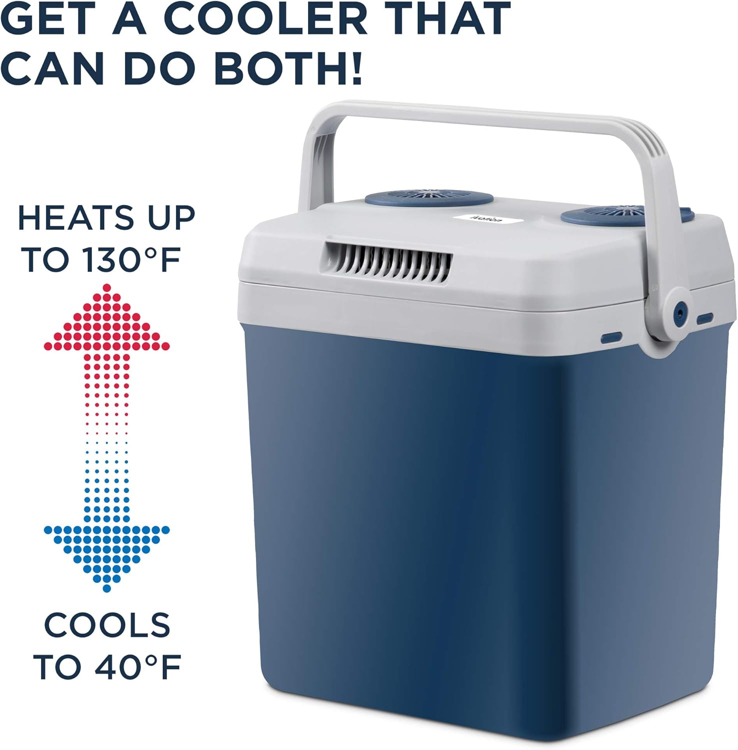 Ivation Electric Cooler & Warmer with Handle |27 Quart (25 L) Portable Thermoelectric Fridge For vehicles & Trucks| 110V AC Home Power Cord & 12V Car Adapter for Camping, Travel & Picnics