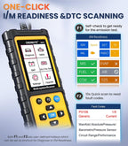 OBD2 Scanner with ABS SRS Transmission, Reset Fault Lights | Check Engine Code Reader with Full OBDII Functions | DLC Pin Test | Battery Voltage Check, Car Diagnostic Tool