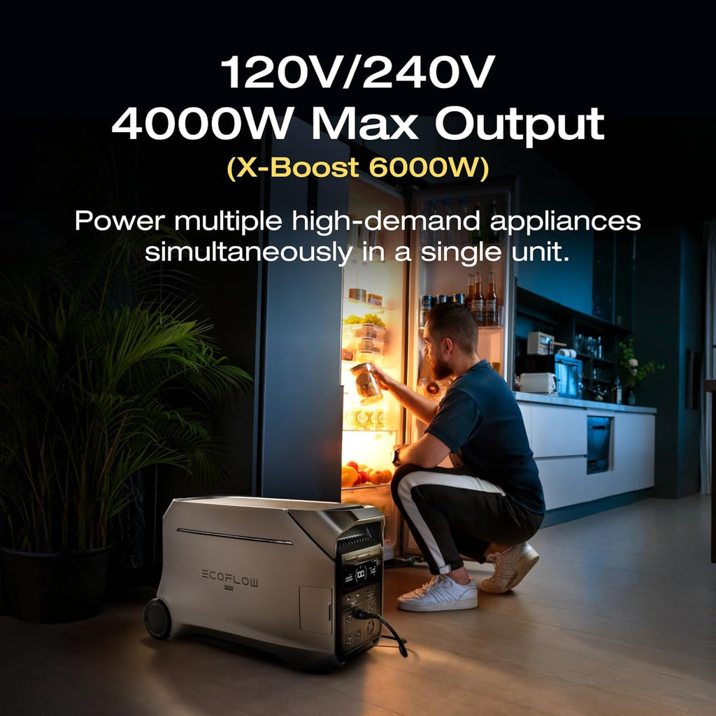 EF ECOFLOW Power Station 4096Wh DELTA Pro 3 with 4X125W Solar Panels  25% High-Efficiency  4000W Portable Power Station  AC + Solar Fast Dual Charging For Camping RV