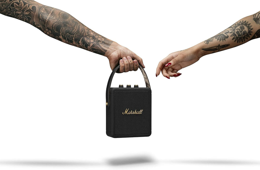 Marshall Stockwell II Portable Bluetooth Speaker  Black and Brass